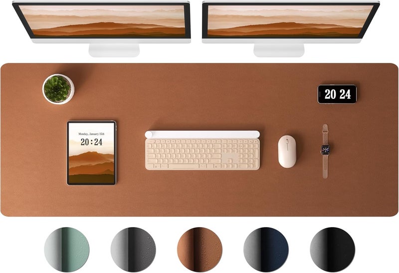 Aothia Leather Desk Pad Protector - Large Mouse Pad, Office Mat, Non-Slip PU Leather Blotter, Laptop Desk Pad, Waterproof Writing Pad for Office and Home (Brown, 38" x 13.7") - Image 1